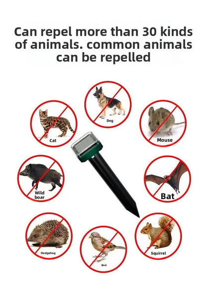 Solar-Powered Sonic Snake and Rodent Repeller Ground Stake - Outdoor Waterproof Ground Vibration Pest Deterrent Device - Ultrasonic Control for Moles, Voles, and House Mice - Garden Lawn Protection - Green Square Top Model