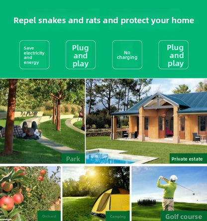 Solar-Powered Sonic Snake and Rodent Repeller Ground Stake - Outdoor Waterproof Ground Vibration Pest Deterrent Device - Ultrasonic Control for Moles, Voles, and House Mice - Garden Lawn Protection - Green Octagon Top Model