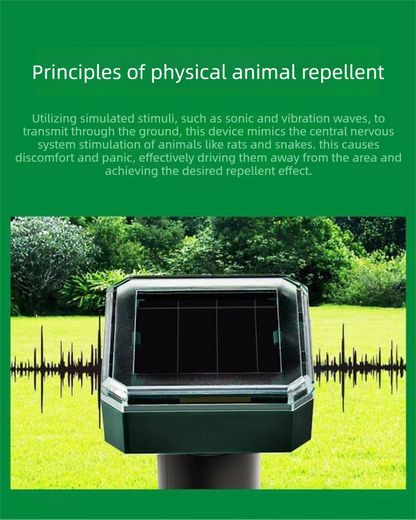 Solar-Powered Sonic Snake and Rodent Repeller Ground Stake - Outdoor Waterproof Ground Vibration Pest Deterrent Device - Ultrasonic Control for Moles, Voles, and House Mice - Garden Lawn Protection - Green Octagon Top Model