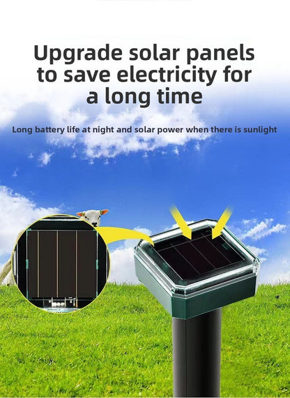 Solar-Powered Sonic Snake and Rodent Repeller Ground Stake - Outdoor Waterproof Ground Vibration Pest Deterrent Device - Ultrasonic Control for Moles, Voles, and House Mice - Garden Lawn Protection - Green Circular Top Model