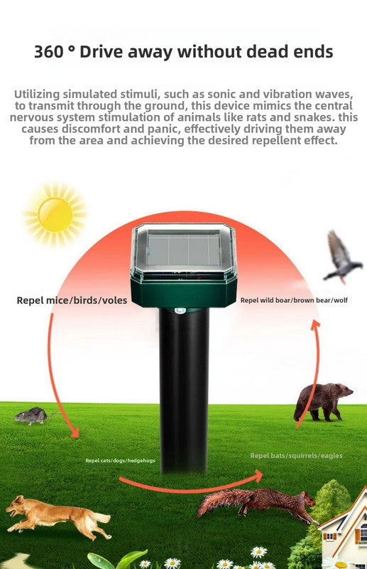 3PCS Solar Sonic Snake & Rodent Repeller Stakes - Mixed Set (Square, Round & Octagonal) - Outdoor Waterproof Ground Vibration Pest Control for Garden & Lawn - Green