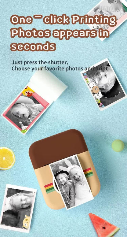 Kids Instant Print Camera with 3 Paper Rolls - Zero Ink Thermal Digital Camera & Video Recorder - 1080P Dual Lens Selfie Toy for Boys & Girls - Pink