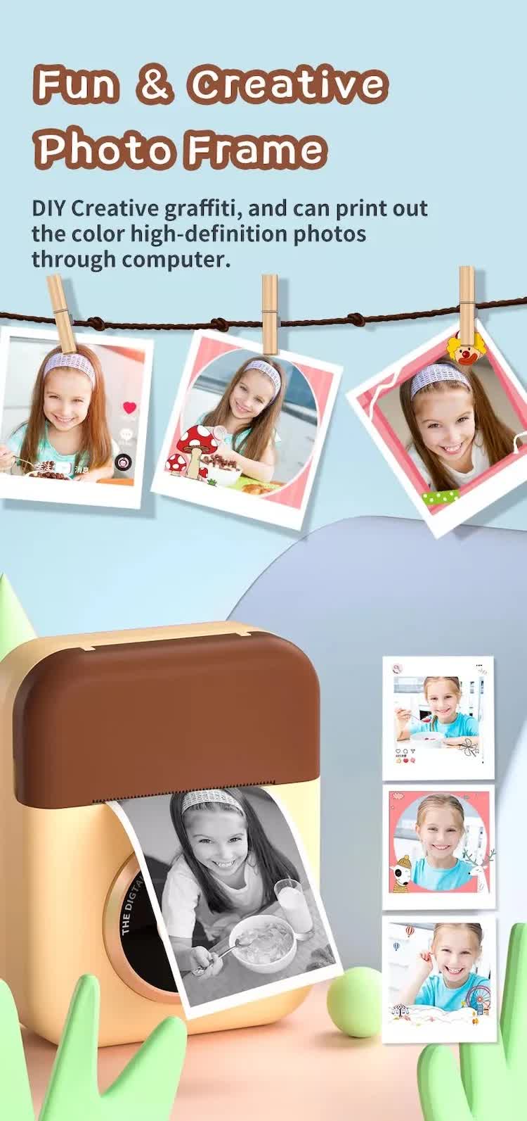 Kids Instant Print Camera with 3 Paper Rolls - Zero Ink Thermal Digital Camera & Video Recorder - 1080P Dual Lens Selfie Toy for Boys & Girls - Blue