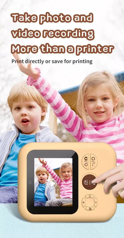 Kids Instant Print Camera with 3 Paper Rolls - Zero Ink Thermal Digital Camera & Video Recorder - 1080P Dual Lens Selfie Toy for Boys & Girls - Blue