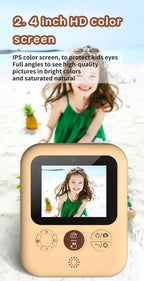 Kids Instant Print Camera with 3 Paper Rolls - Zero Ink Thermal Digital Camera & Video Recorder - 1080P Dual Lens Selfie Toy for Boys & Girls - Blue