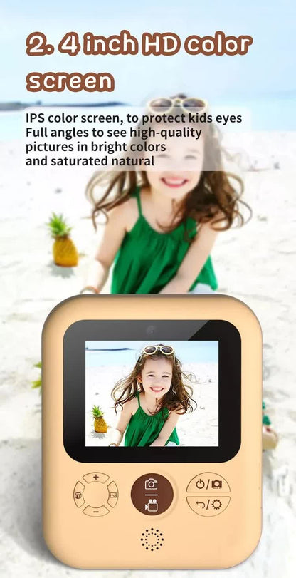 Kids Instant Print Camera with 3 Paper Rolls - Zero Ink Thermal Digital Camera & Video Recorder - 1080P Dual Lens Selfie Toy for Boys & Girls - Blue