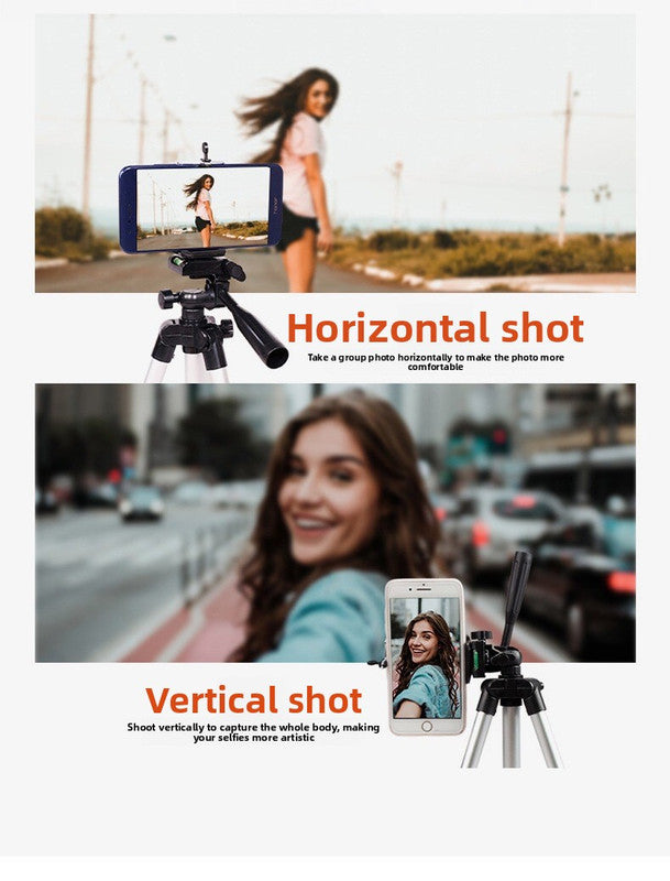 110cm Lightweight Camera & Phone Tripod Stand - Portable Aluminium Travel Tripod with 3-Way Head, Bubble Level & Universal Smartphone Holder - 3110 Adjustable Mount for Live Stream & Vlogging - Black and Silver