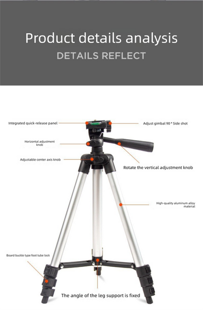 3120 Black Camera & Phone Tripod Stand - 110cm Lightweight Aluminium Portable Travel Mount with 3-Way Head & Universal Smartphone Holder - Adjustable Vlogging Gear - Black