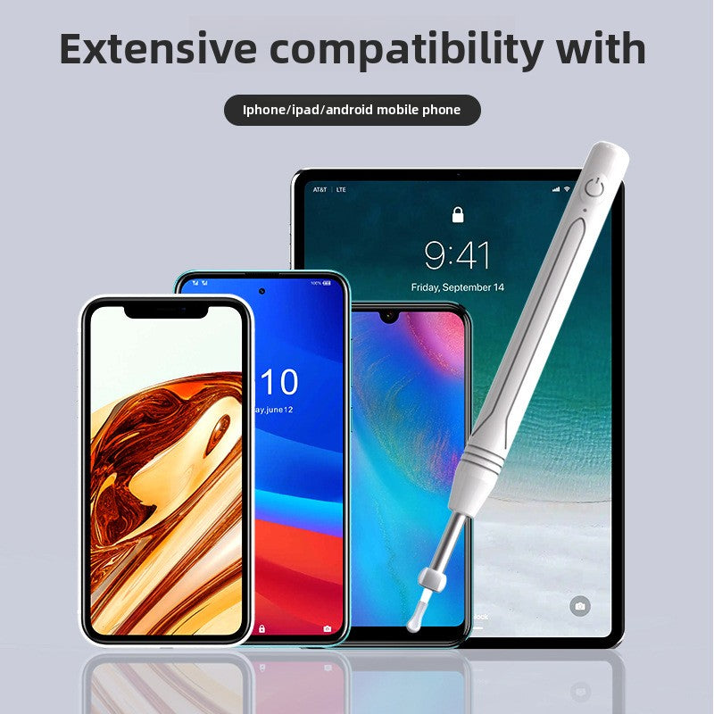 Smart Visual Ear Wax Removal Tool with HD Camera WiFi Wireless Otoscope Ear Cleaner 3.5mm Ultra Slim Lens for iPhone Android White