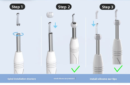 Smart Visual Ear Wax Removal Tool with HD Camera WiFi Wireless Otoscope Ear Cleaner 3.5mm Ultra Slim Lens for iPhone Android White