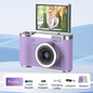 Purple 4K Compact Digital CCD Camera for Vlogging & Students - Portable Point and Shoot with 2.4-inch Rotating Screen, 8X Optical Zoom, and Anti-Shake
