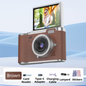 Brown 4K Compact Digital CCD Camera for Vlogging & Students - Portable Point and Shoot with 2.4-inch Rotating Screen, 8X Optical Zoom, and Anti-Shake