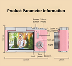 Brown 4K Compact Digital CCD Camera for Vlogging & Students - Portable Point and Shoot with 2.4-inch Rotating Screen, 8X Optical Zoom, and Anti-Shake