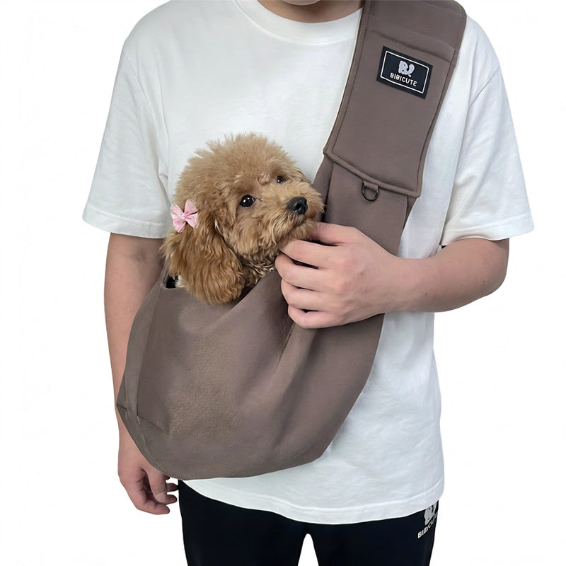 Coffee Adjustable Pet Carrier Sling Bag - Comfortable Wide Shoulder Strap Crossbody Tote for Cats and Small Dogs (Up to 13 lbs)