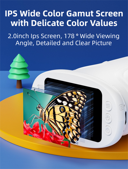 Pink Kids Handheld Digital Microscope - 2.4-inch HD Portable Magnifier with 1000x Magnification, 2MP Camera, and Built-in Storage & LED