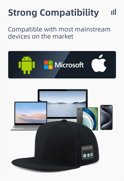 Black Bluetooth 5.4 Music Adjustable Sun Hat - Wireless Audio Speaker Cotton Cap for Sports, Golf, and Outdoor Activities