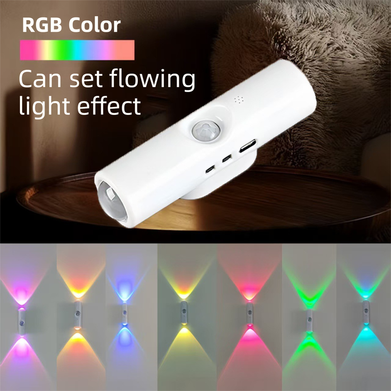 Smart Motion Sensor Atmosphere Night Light(RGB Color) - USB Rechargeable Projection Wall Lamp, High-End Minimalist Design for Home Decor
