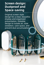 Green 4-Layer Retractable Screen-Style Jewelry Display Stand With Mirror Zone - Dust-Proof Necklace & Earring Organizer Case for Vanity