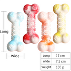 2-Pack Durable TPR Squeaky Dog Bone with Two-Tone Paw Print - Dental Health & Gum Massage Spiked Molar Toy(Blue-White)