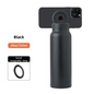 Black 24oz Stainless Steel Insulated Water Bottle With 90° Adjustable Vertical/Horizontal Magnetic Phone Holder - Ringo Style Magnetic Lid Sport Flask