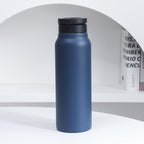 Dark Blue 24oz Stainless Steel Insulated Water Bottle With 90° Adjustable Vertical/Horizontal Magnetic Phone Holder - Ringo Style Magnetic Lid Sport Flask