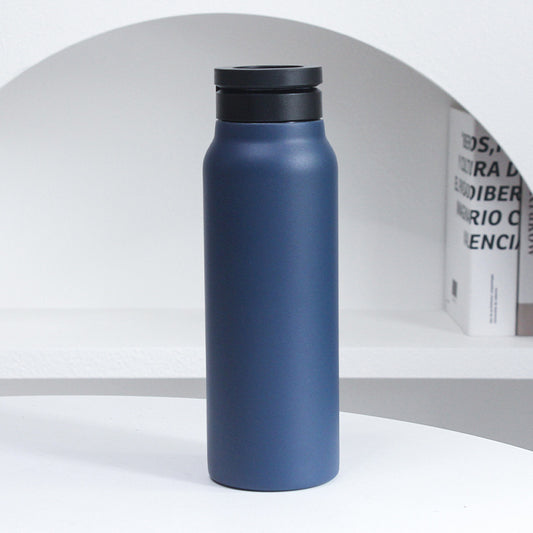 Dark Blue 24oz Stainless Steel Insulated Water Bottle With 90° Adjustable Vertical/Horizontal Magnetic Phone Holder - Ringo Style Magnetic Lid Sport Flask