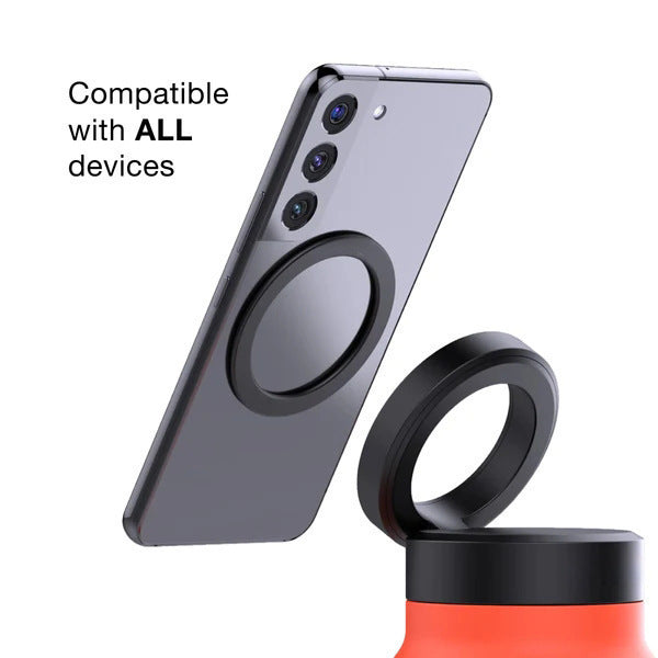 Dark Blue 24oz Stainless Steel Insulated Water Bottle With 90° Adjustable Vertical/Horizontal Magnetic Phone Holder - Ringo Style Magnetic Lid Sport Flask