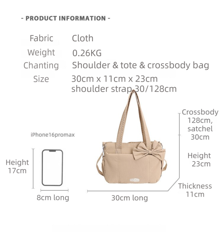 Red Puffy Quilted Nylon Hobo & Crossbody Bag with Cute Bowknot - Trendy Large-Capacity Handbag with Multiple Compartments