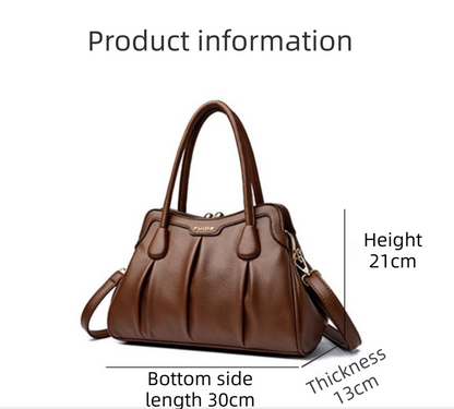 Wine Red Women's Premium Wear-Resistant Leather Shoulder Bag - Vintage Frame Kiss-Lock Handbag & Crossbody Satchel