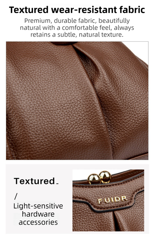 Khaki Women's Premium Wear-Resistant Leather Shoulder Bag - Vintage Frame Kiss-Lock Handbag & Crossbody Satchel