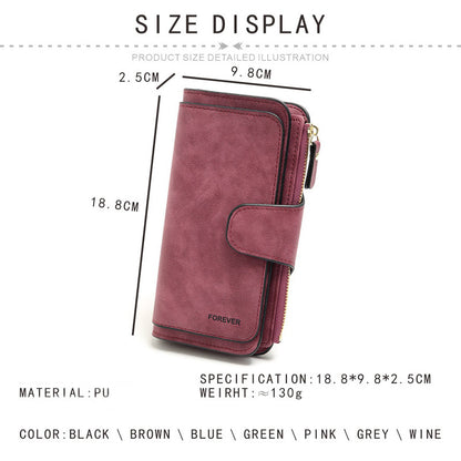 Blue Large Capacity Long Wallet Frosted PU Leather Clutch Bag with 14 Card Slots and Zipper Compartment fits Smartphone for Everyday Use Australia
