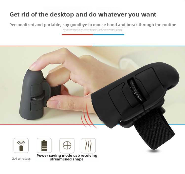 Black Wireless Finger Mouse Rechargeable 2.4G Ring Mouse for Laptop Tablet Smartphone Ergonomic Mini Mouse for Mobile Office and Travel Australian Lifestyle