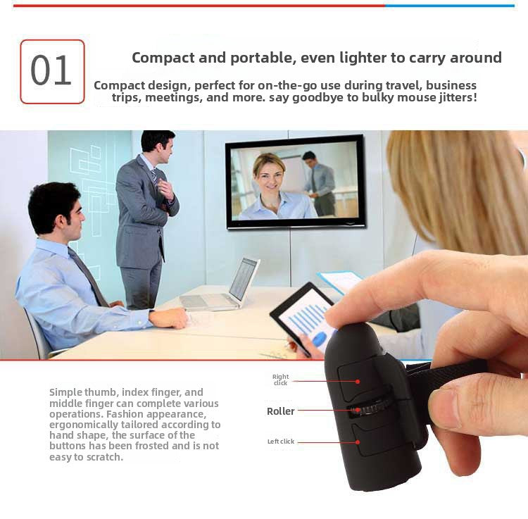 Black Wireless Finger Mouse Rechargeable 2.4G Ring Mouse for Laptop Tablet Smartphone Ergonomic Mini Mouse for Mobile Office and Travel Australian Lifestyle