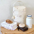 Leaves Quilted Nappy Storage Bag Portable Diaper Organizer Mommy Travel Pouch with Zipper 28x18x6cm for Australian Families and Stroller Use