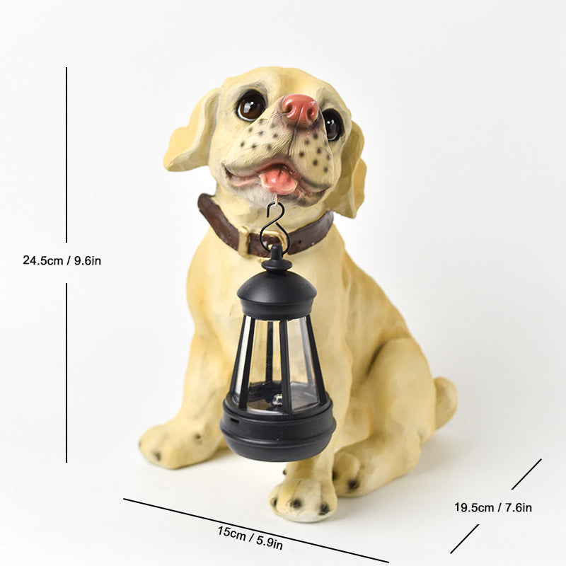 Solar Dog Garden Statue with Lantern Waterproof Resin Puppy Ornament for Outdoor Patio Pathway Backyard Decoration Australian Pet Lovers(C)