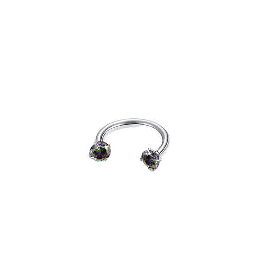 2-PCS Colour G23 Titanium Horseshoe Ring with 5A Zircon Internal Thread for Nose Ear Lip Septum Piercing Hypoallergenic Jewelry for Local Trendsetters