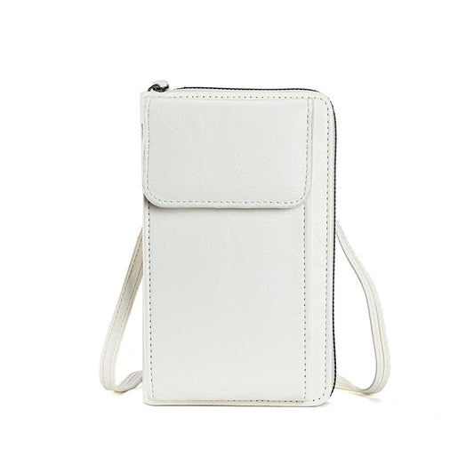 White Women's PU Leather Crossbody Phone Bag with Adjustable Shoulder Strap and Large Capacity Wallet for Daily Travel Stylish and Organized Local Fashion Fit
