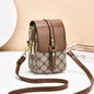 Brown rhombus Women's Mini Crossbody Phone Bag Compact PU Leather with Multiple Pockets and Headphone Port for Daily Travel Stylish Hands-Free Storage for Local Fashion