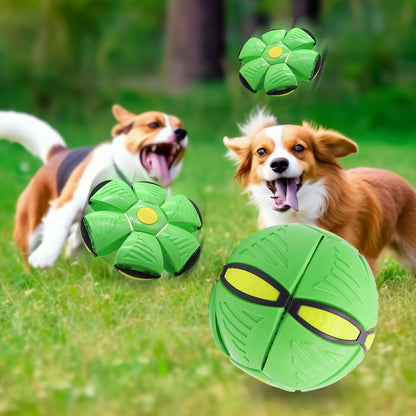 Red Transformable Dog Toy – Dual-Mode Bouncing Ball & Flying Disc for Interactive Play, Durable Chewing, and Mental Stimulation
