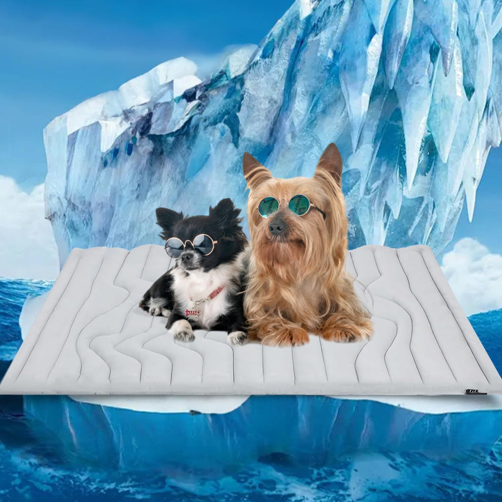 Pet Cooling Mat Self Cooling Pad for Dogs Cats Dual Sided Summer Sleeping Bed Grey Small (51x41cm)