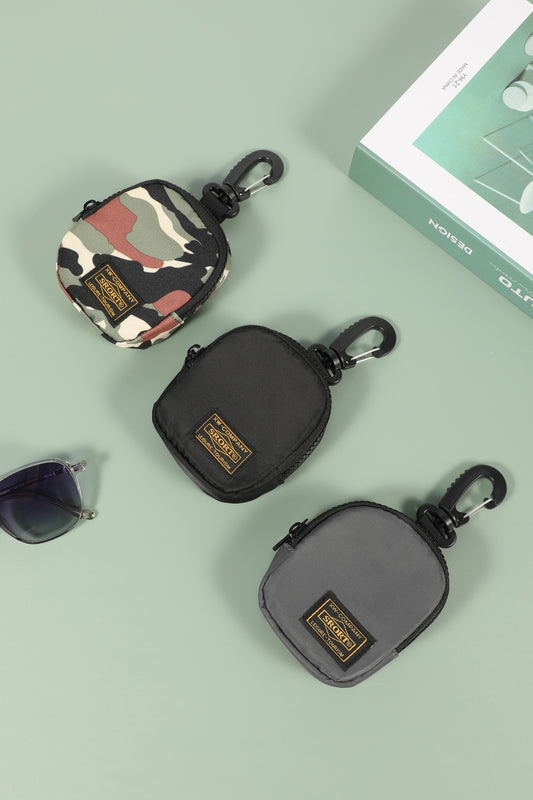 3 PCS Tactical Mini Pouch Set with Carabiner Clip Camo Black Grey Small Coin Purse Zipper Wallet for Keys Earbuds Cards Outdoor EDC