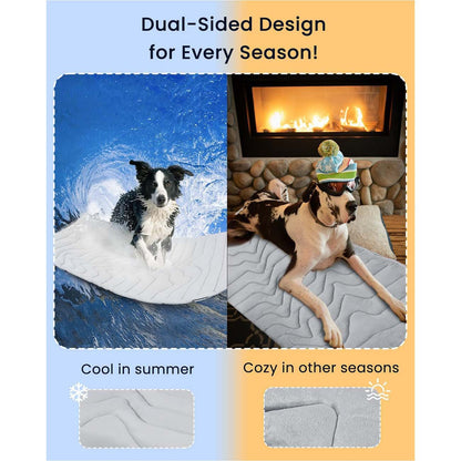 Pet Cooling Mat Self Cooling Pad for Dogs Cats Dual Sided Summer Sleeping Bed Blue Large (122x71cm)