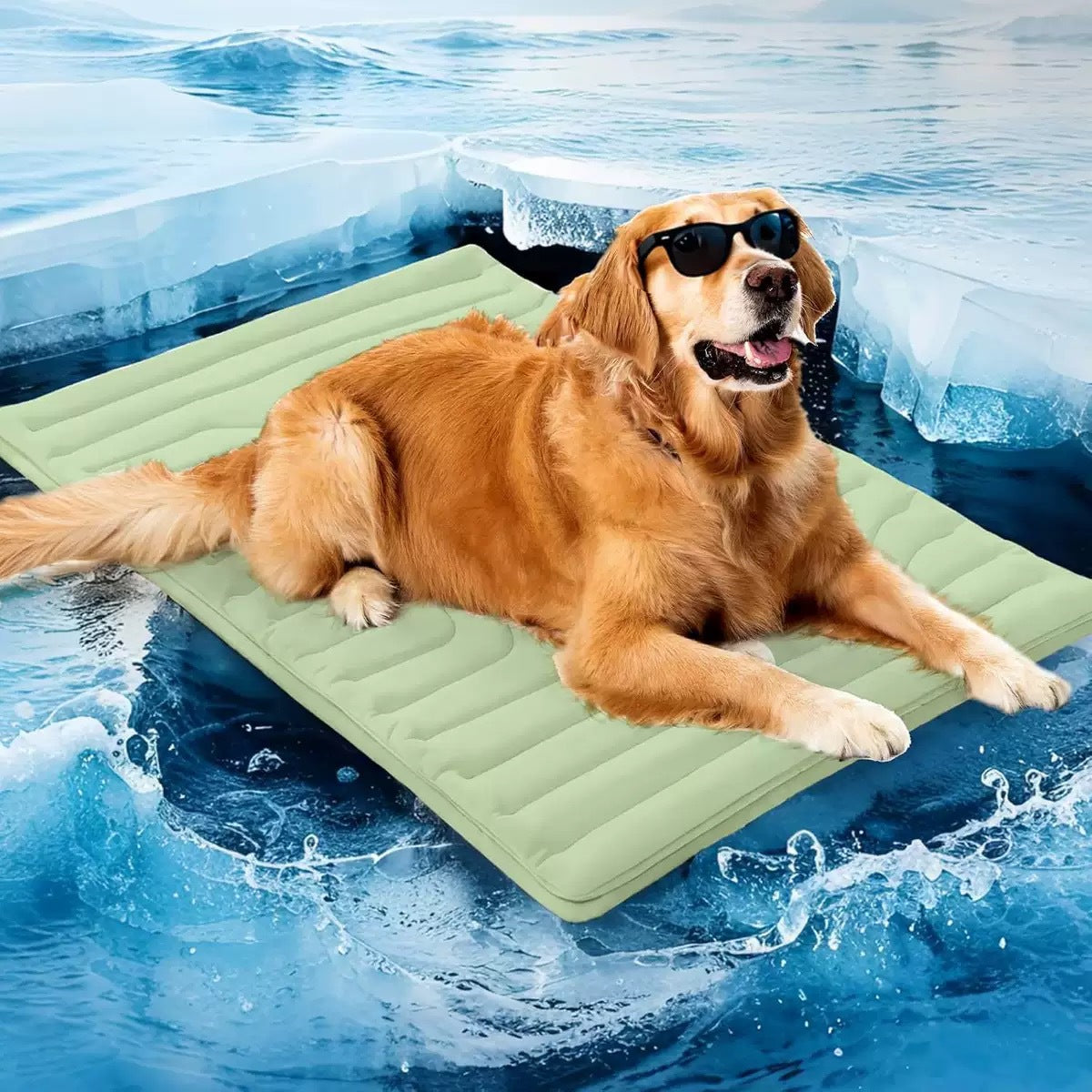 Pet Cooling Mat Self Cooling Pad for Dogs Cats Dual Sided Summer Sleeping Bed Light Green Small (51x41cm)