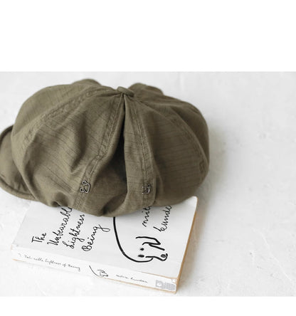 Oversized Slouchy Newsboy Cap - Vintage Japanese Style Baker Boy Hat - Soft Textured Fabric - Beige (Adjustable 54-60cm)