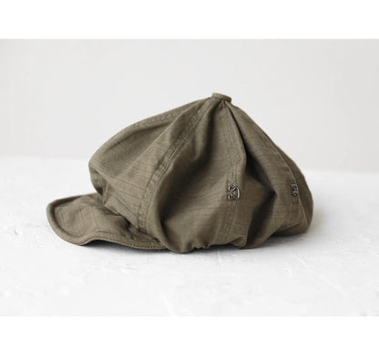 Oversized Slouchy Newsboy Cap - Vintage Japanese Style Baker Boy Hat - Soft Textured Fabric - Beige (Adjustable 54-60cm)