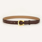 Womens Genuine Leather Belt Coffee C-Shape Gold Buckle Waist Strap for Jeans & Dresses Classic Fashion Accessory