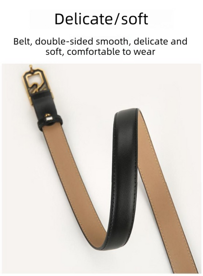 Womens Genuine Leather Belt White C-Shape Gold Buckle Waist Strap for Jeans & Dresses Classic Fashion Accessory