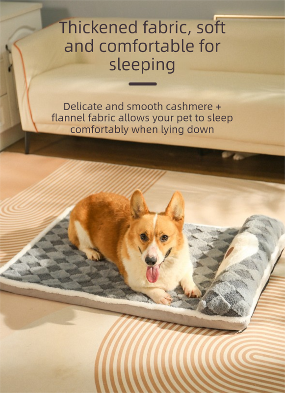 Thickened Soft Pet Bed Mat M Size Grey Comfortable Dog Sleeping Pad Washable Cushion for Medium Dogs and Cats All Season Home Decor