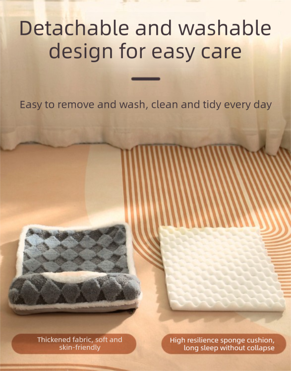 Thickened Soft Pet Bed Mat M Size Grey Comfortable Dog Sleeping Pad Washable Cushion for Medium Dogs and Cats All Season Home Decor