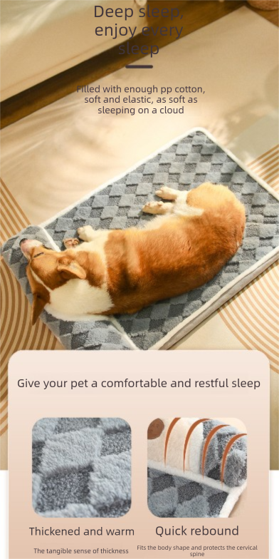 Thickened Soft Pet Bed Mat L Size Grey Comfortable Large Dog Sleeping Pad Washable Cushion for Big Dogs and Cats All Season Use